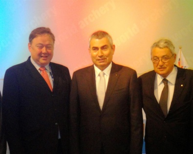 Il Segretario Generale WA Tom Dielen, il Presidente WA Ugur Erdener e il Vicepresidente vicario WA Mario Scarzella