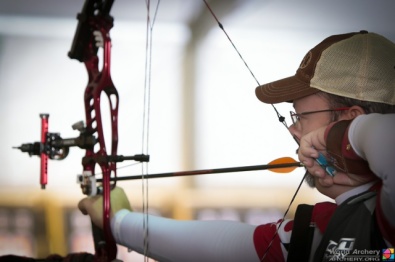 Sergio Pagni sulla linea di tiro (foto a cura della World Archery)